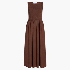 Hill House Home The Cosima Nap Dress - Chocolate Tonal Seersucker Size XSChocola
